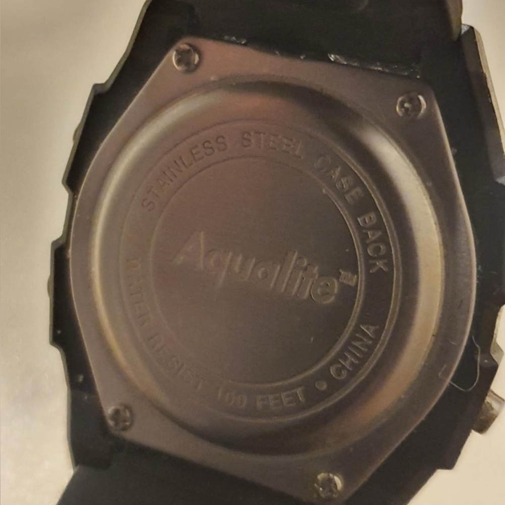 🦋10/$20🦋 Vintage Aqualite Blue/Black Digital Alarm Chrono Women's Watch - Picture 4 of 4